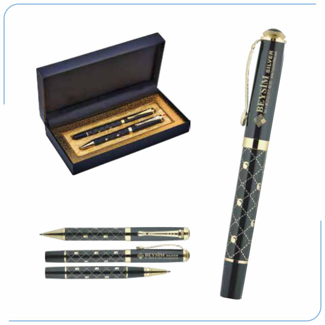 Deniz Kalem Seti Metal Roller Tükenmez Kalem PS 40656